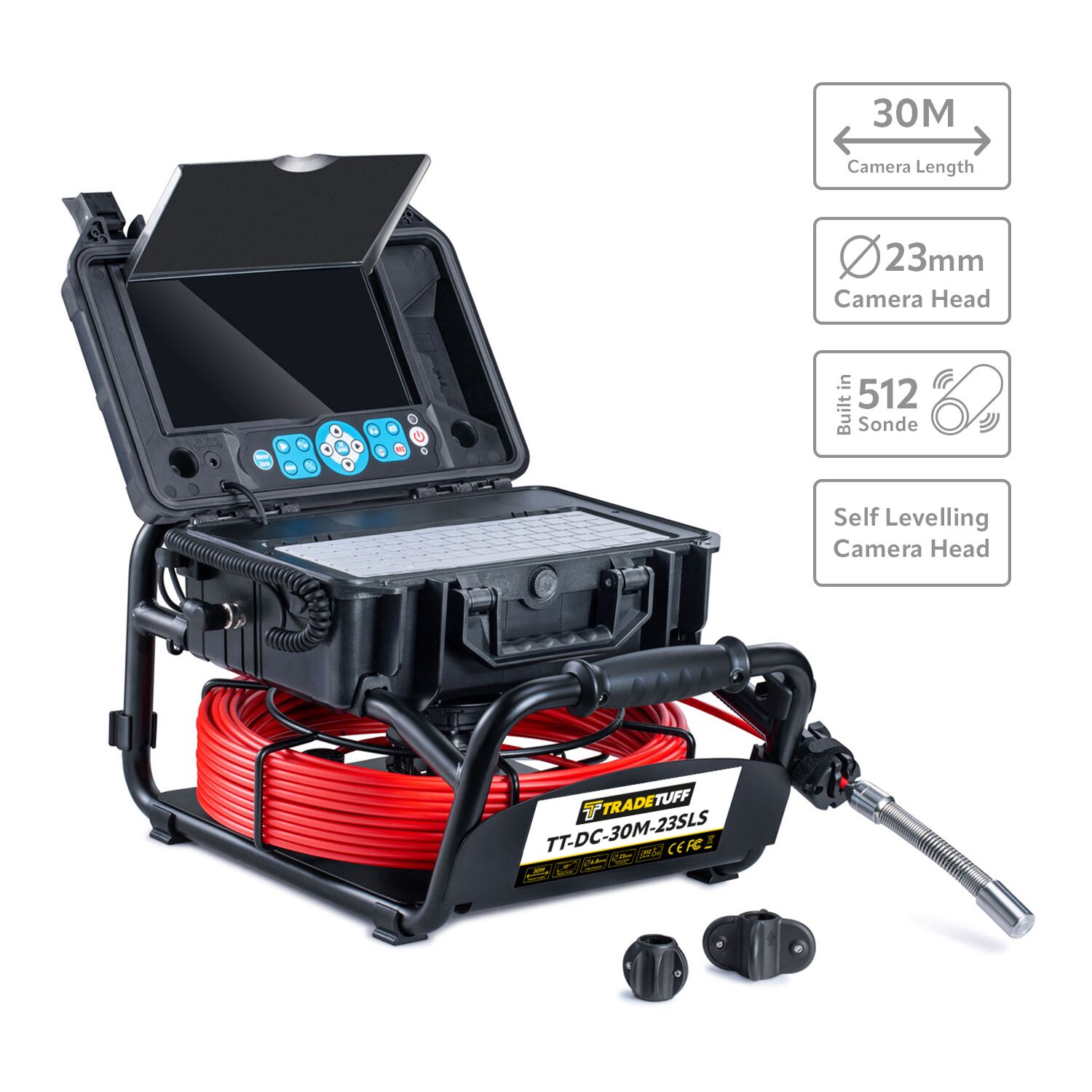 TradeTuff 30M Drain Camera -  23mm Self Levelling Camera + Sonde - Image 1