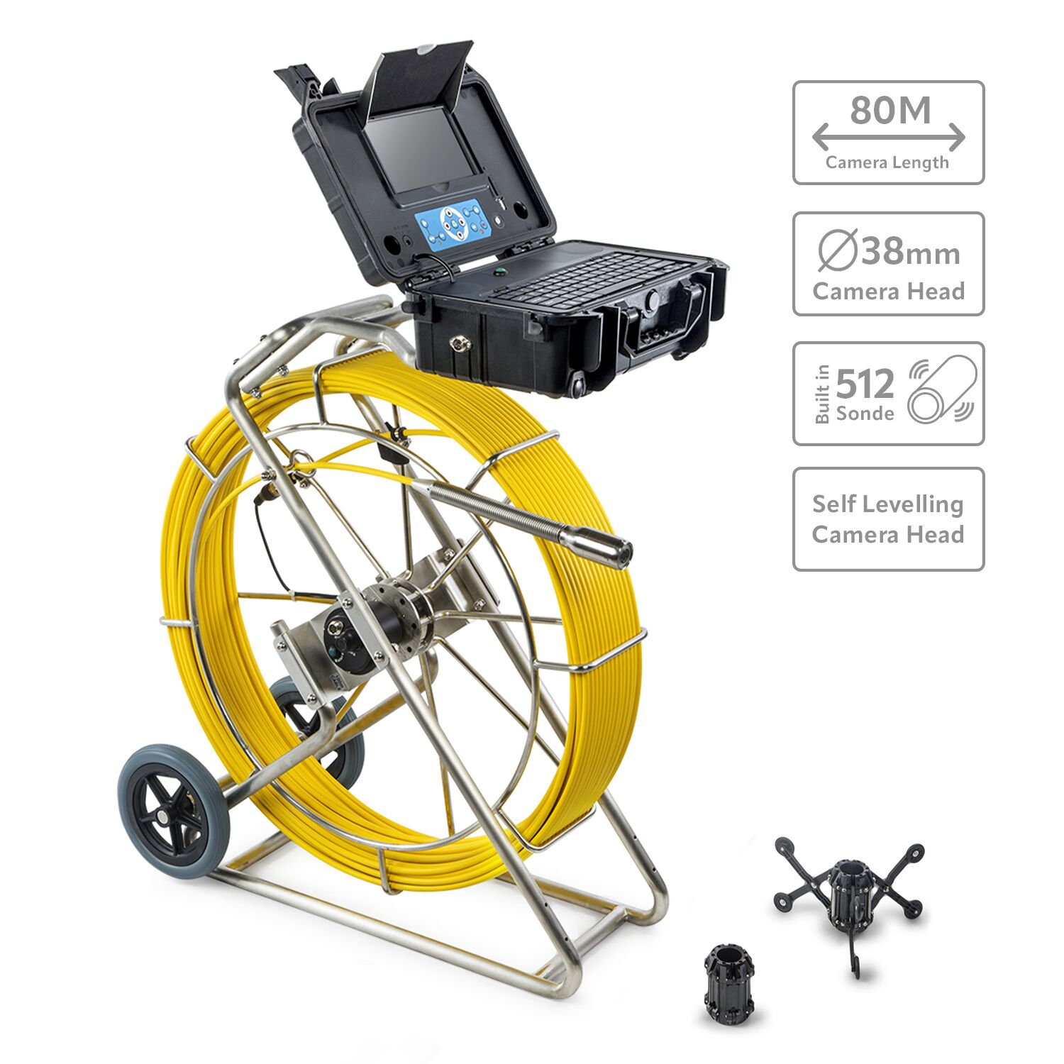 TradeTuff 80M Drain Camera - 38mm Self Levelling Camera + Sonde - Image 1
