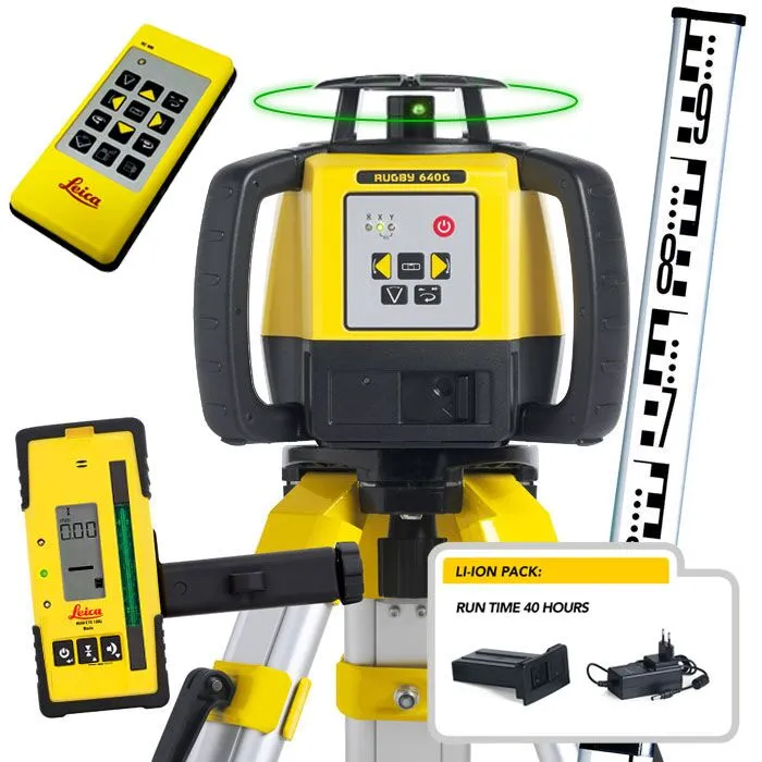 Rugby 640G Li-ion Kit - Tripod + Staff + RC400 - Image 1