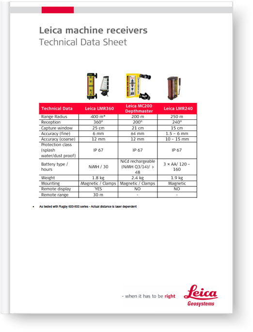 Leica Machine Receivers Data Sheet