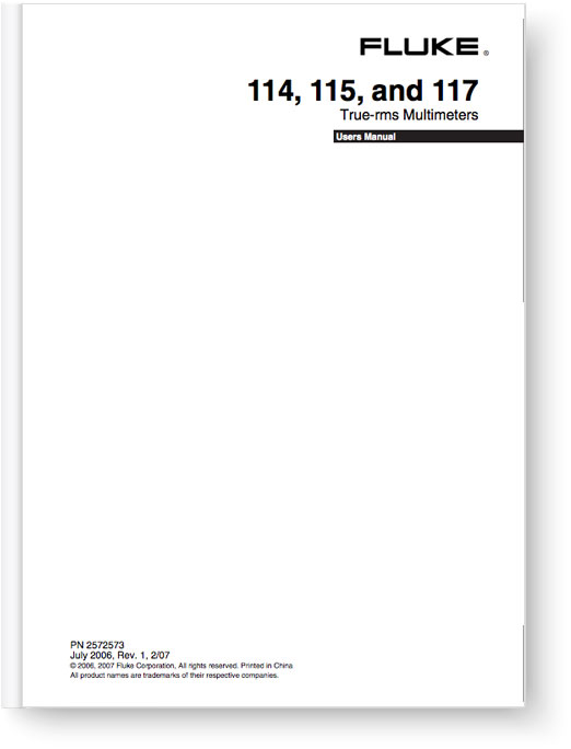 Fluke 114 115 117 True RMS Multimeters - User Manual