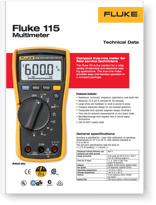 Fluke 115 Multimeter - Data Sheet
