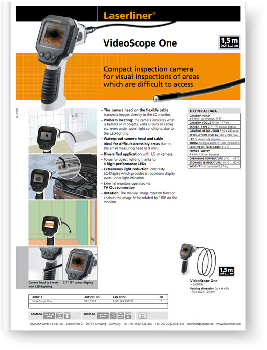 Laserliner VideoScope One - Data Sheet