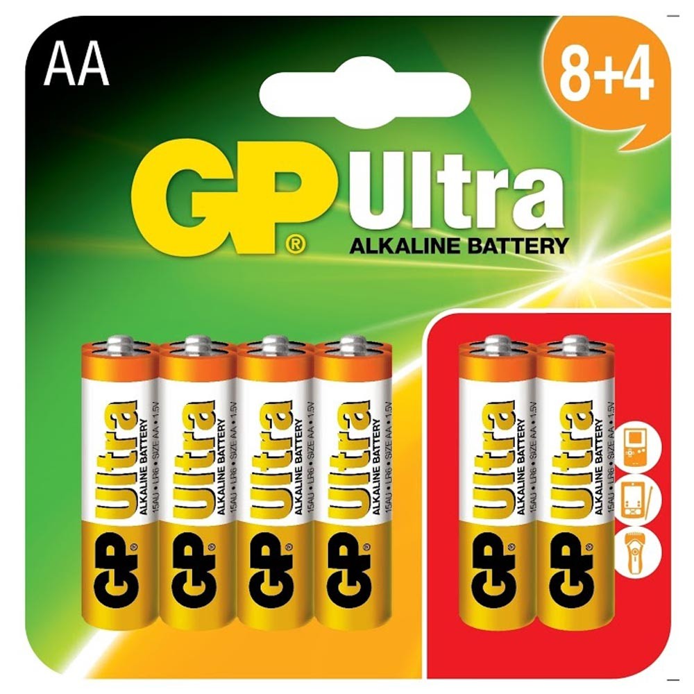 GP Ultra Alkaline Batteries - 12 pack AA