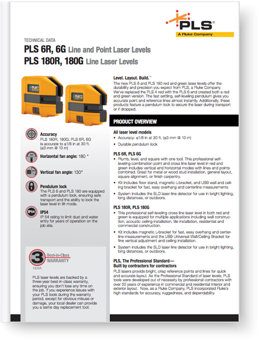Laserliner PLS 6/180 Lasers - Data Sheet