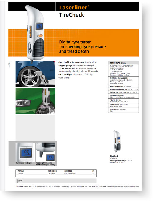 Laserliner TireCheck - Data Sheet