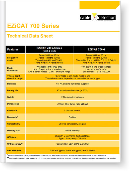 Leica EZiCAT i750 Technical Data Sheet