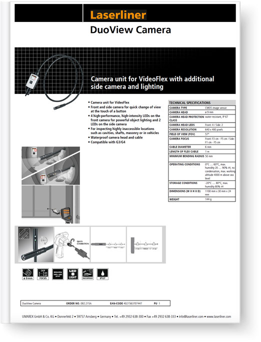 Laserliner DuoView Camera - Data Sheet