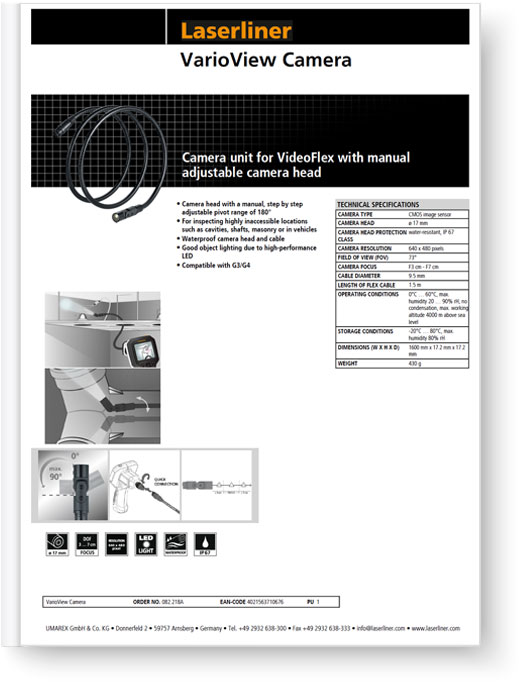 Laserliner VarioView Camera - Data Sheet
