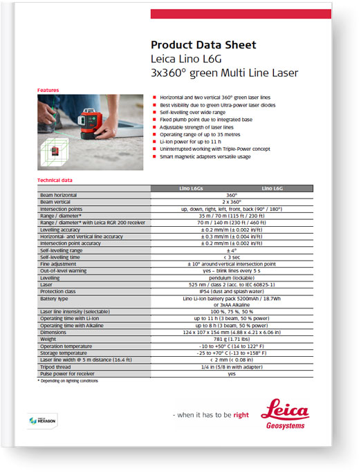 Leica Lino L6G - Data Sheet