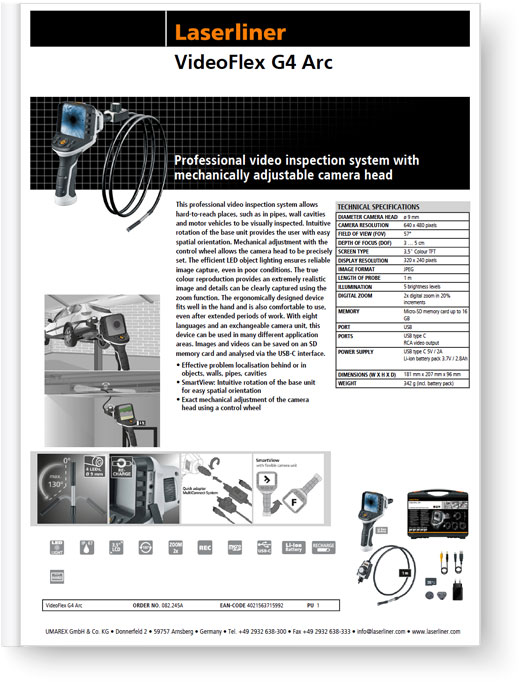 Laserliner VideoFlex G4 Arc - Data Sheet