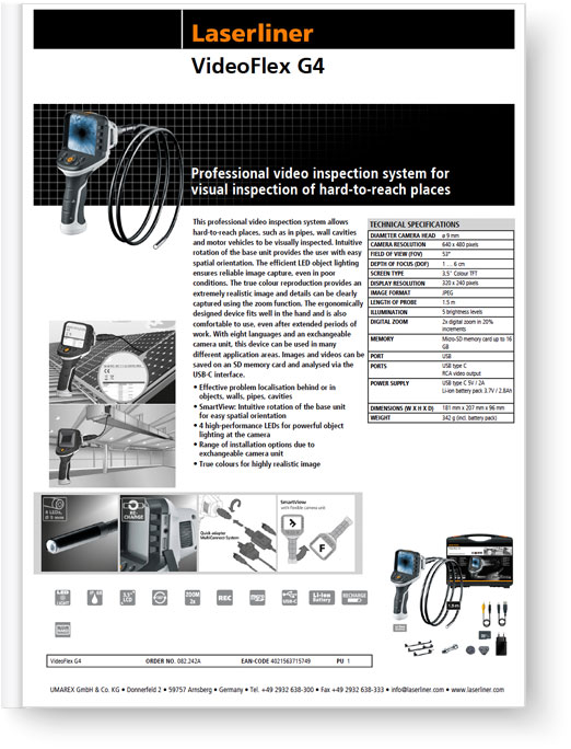 Laserliner VideoFlex G4 - Data Sheet