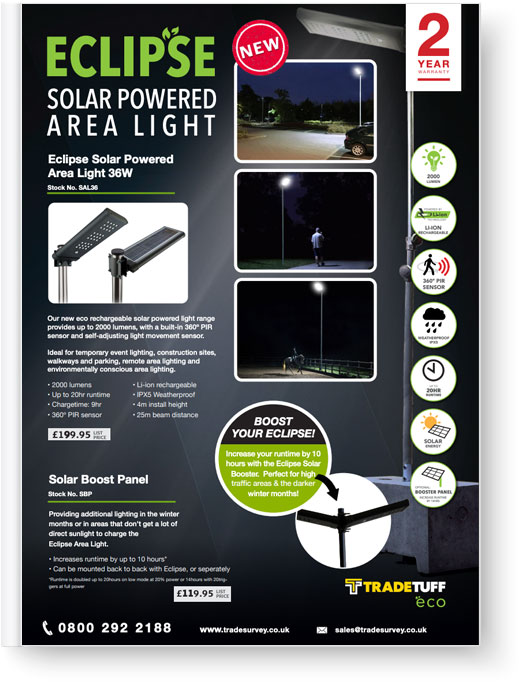 Eclipse 24W Solar Powered Light & Booster - Flyer