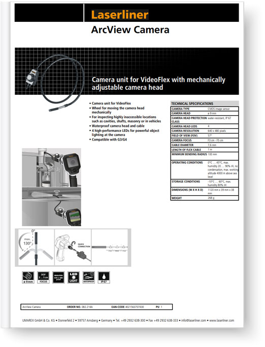 Laserliner ArcView Camera - Data Sheet