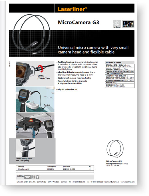 Laserliner MicroCamera - Data Sheet