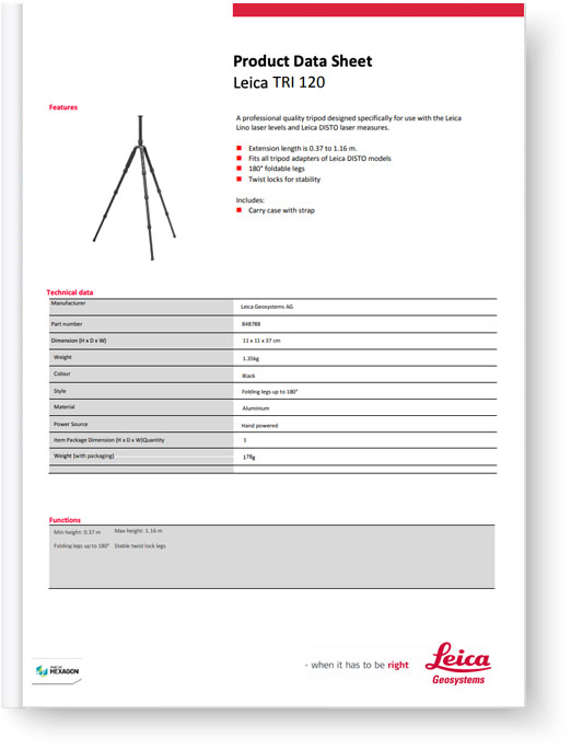 Leica TRI 120 - Data Sheet