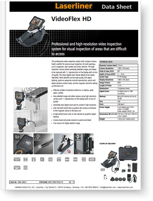 Laserliner VideoFlex HD - Data Sheet